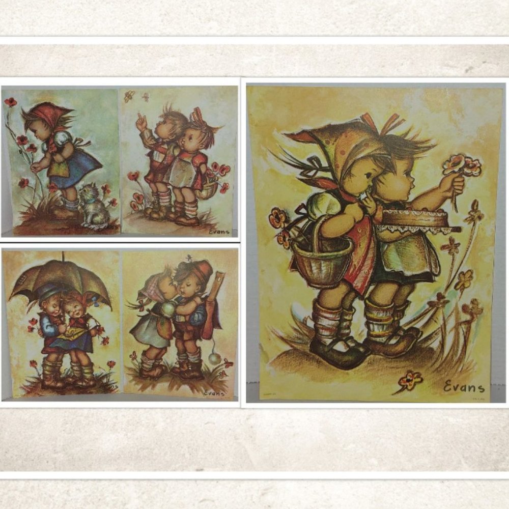 Lot of 5 Vtg 1960's Evans Lithograph Prints - 12" x 9"